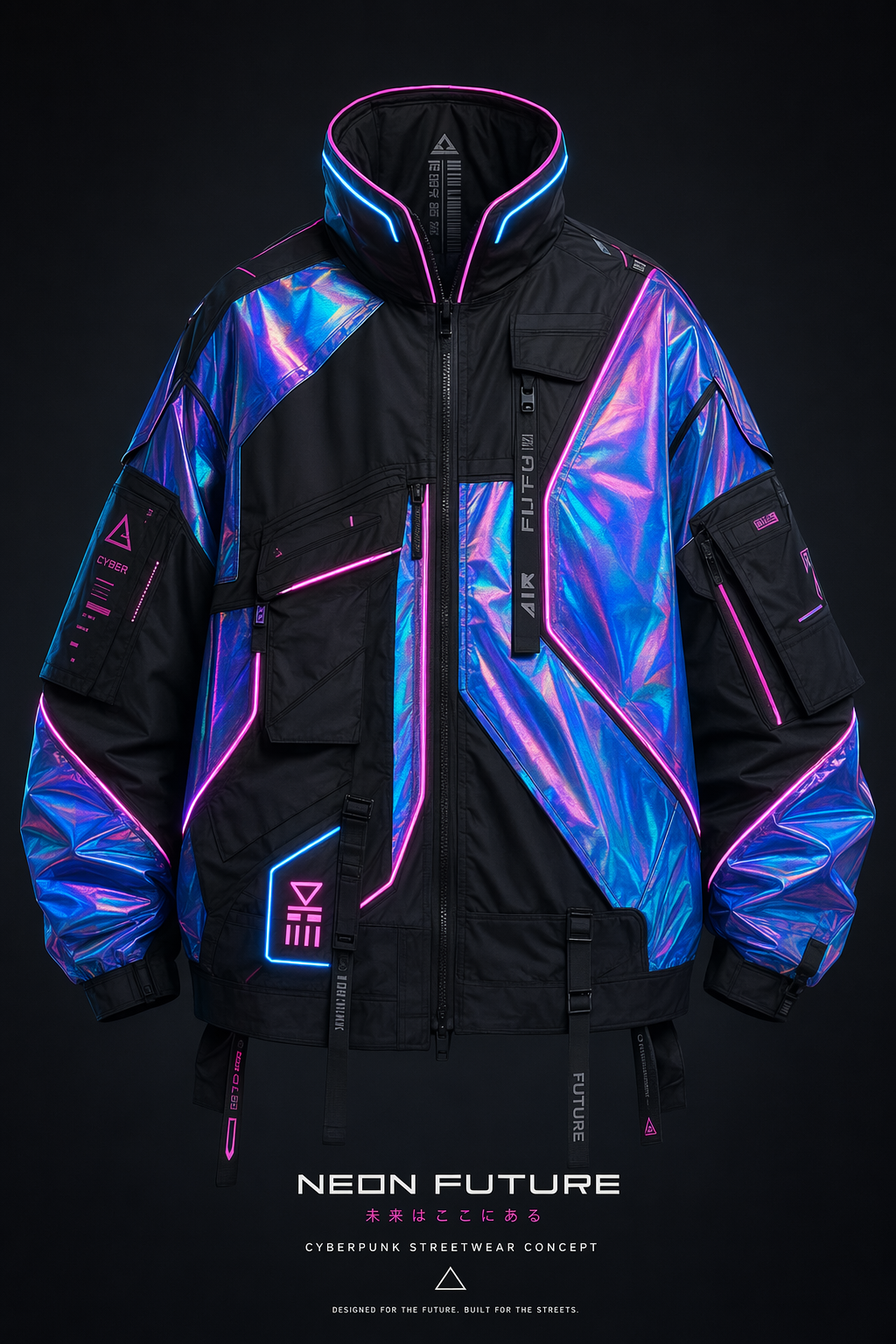 Neon Dröm — AI-designad cyberpunk jacka