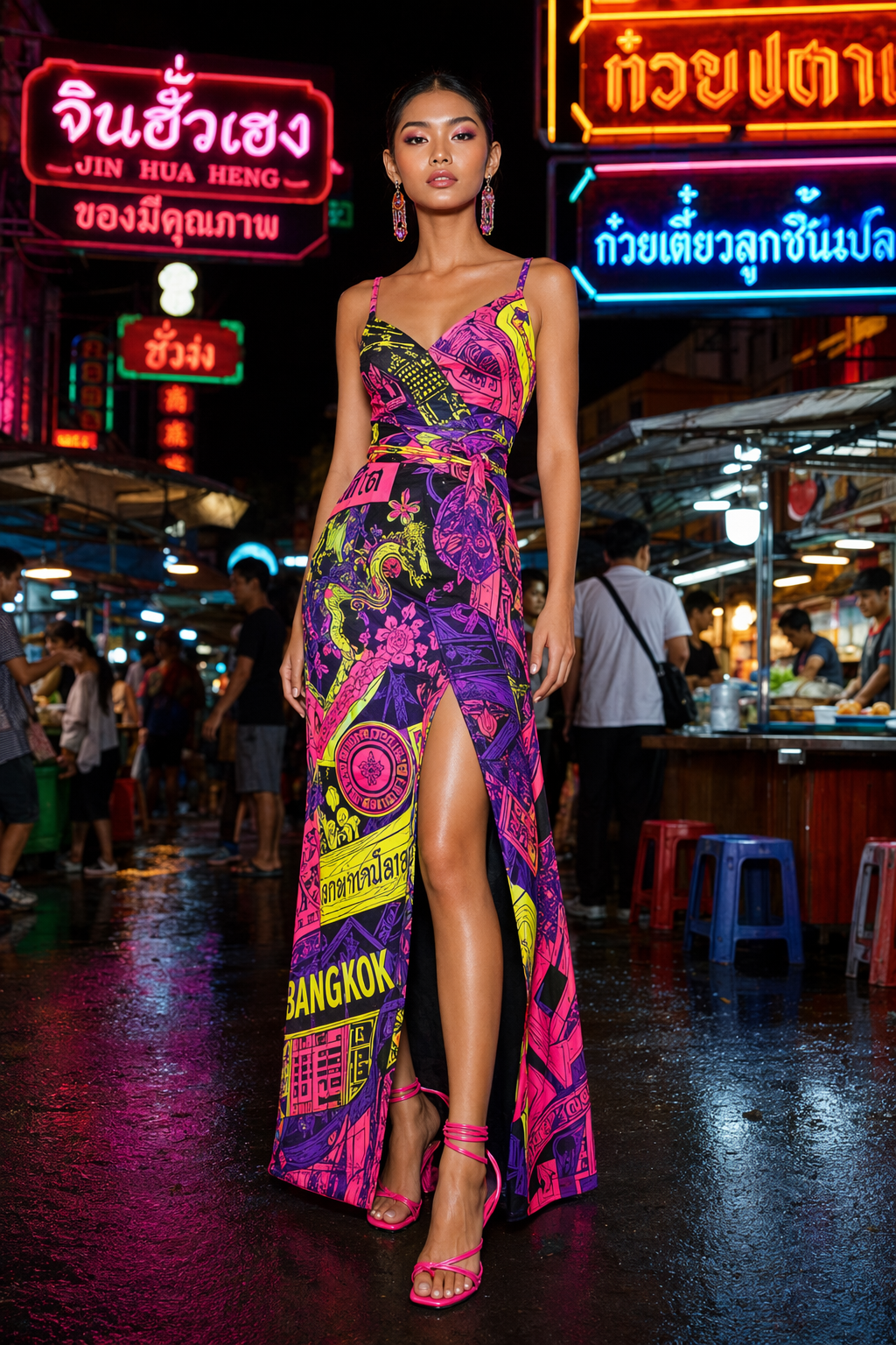 Night Market Klänning — AI-designad global street style